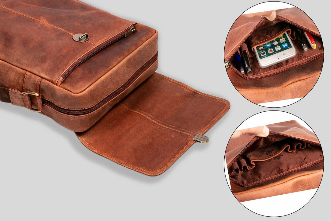 MATADOR Schultertasche Leder Herren Arbeitasche Damen Handttasche Umhängetasche Gross Dokumententasc