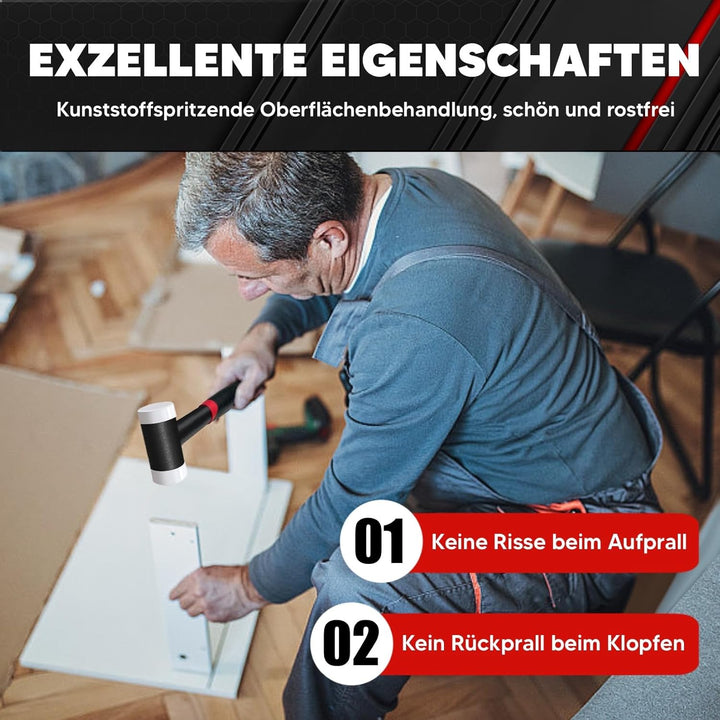 C&T Rückschlagfreier Schonhammer, Schutz Hammer, Ø50mm, Stahlrohrstiel, Austauschbare Polyamid-Köpfe