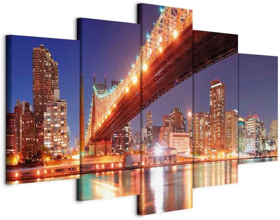 murando - Wandbilder XXL New York 150x75cm 5 tlg - Wand Deko Leinwand Bilder Gross Wanddeko Wohnzimm