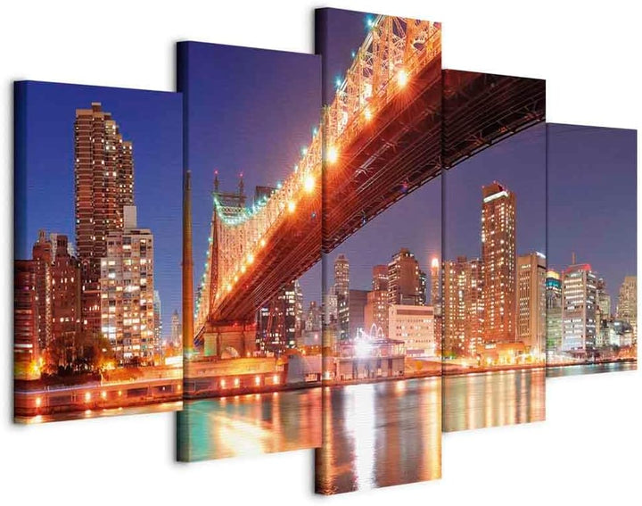 murando - Wandbilder XXL New York 150x75cm 5 tlg - Wand Deko Leinwand Bilder Gross Wanddeko Wohnzimm