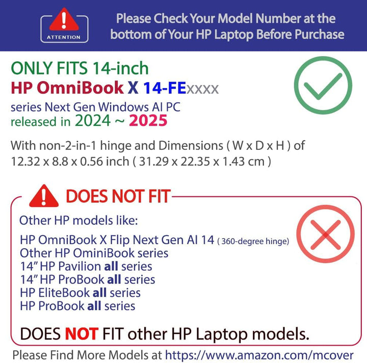 mCover Hartschalen-Schutzhülle, nur kompatibel mit HP OmniBook X 14-FExxxx Serie Windows AI-PC-Lapto