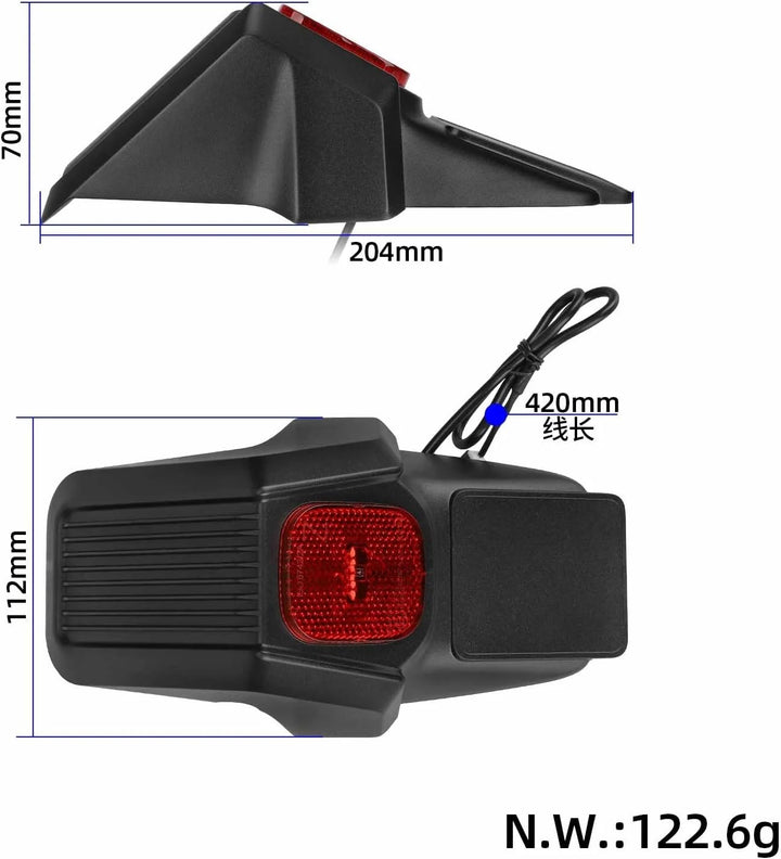 Hinterer Kotflügel mit LED Rückleucht für Segway Ninebot ZT3/ZT3 Pro Elektroroller mit Rücklicht, Le