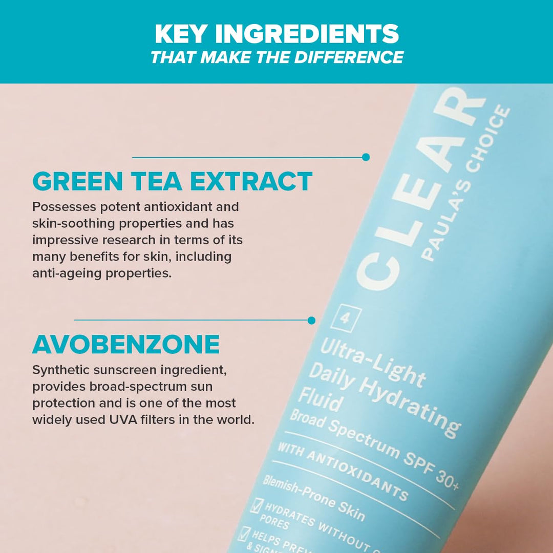 Paula's Choice CLEAR Tagescreme LSF 30 - Leichte Feuchtigkeitscreme für Unreine Haut mit Mitesser &