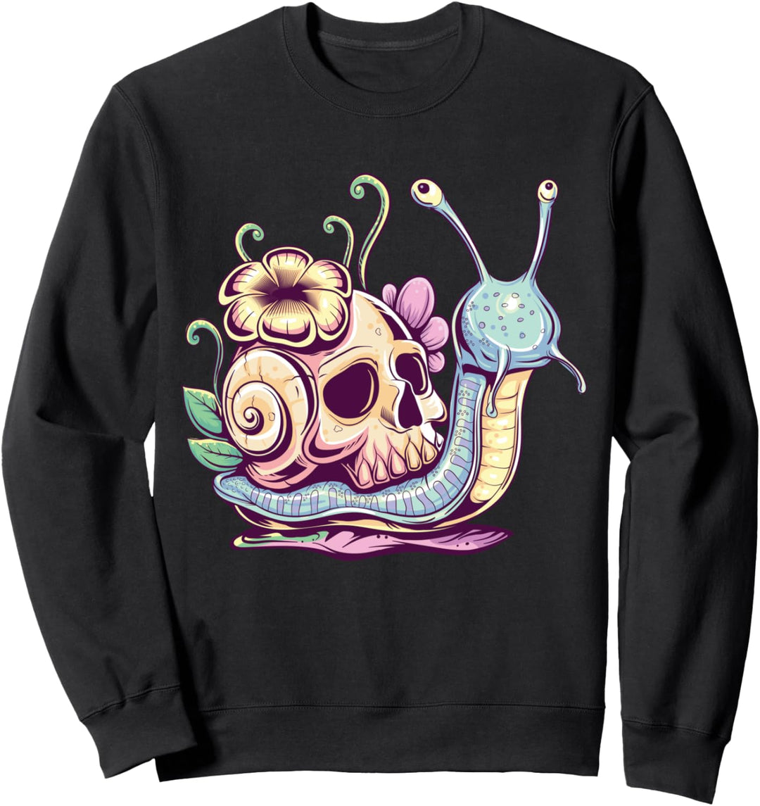Pastel Goth Cute Creepy Snail Skull Kawaii Menhera Emo Egirl Sweatshirt