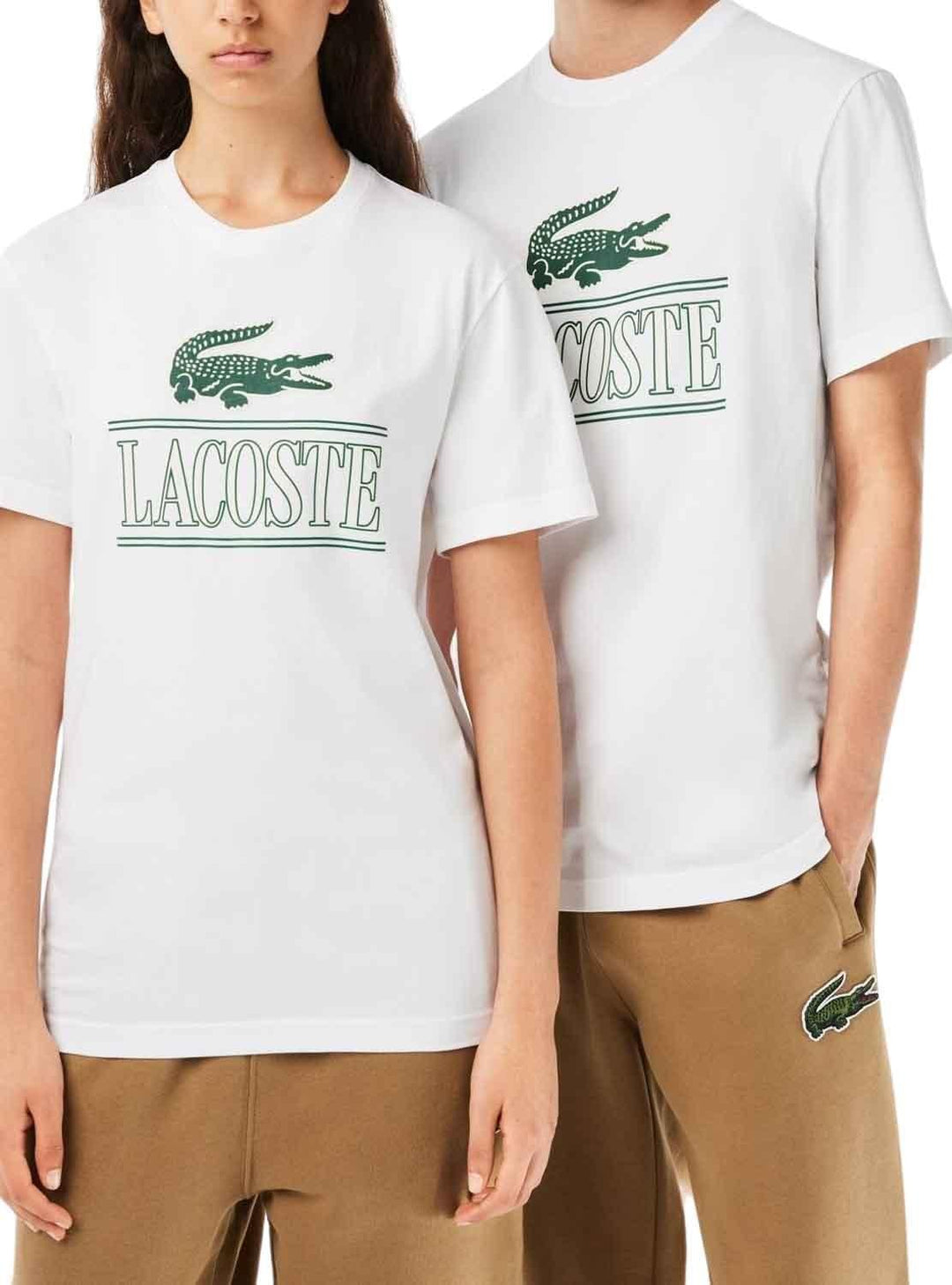Lacoste Herren T-Shirt Rundhals TH1218, Männer Logo Tshirt,Print Tee,Regular Fit XL White (001), XL