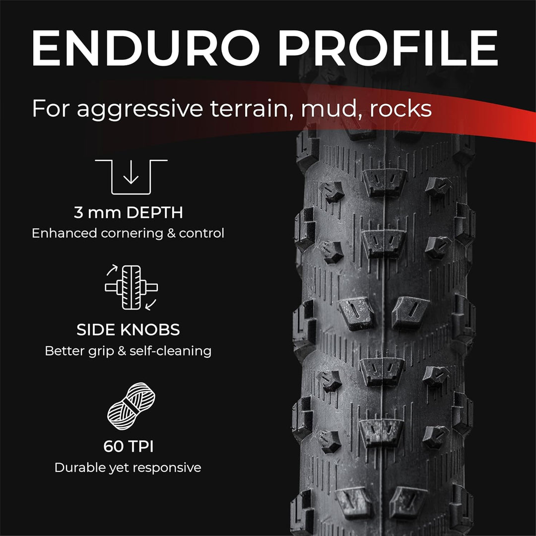 Fincci Fahrradreifen 29 x 2.6 Zoll 66-622 ETRTO Reifen mit Nylonschutz, 60 TPI für Mountain, MTB, Do