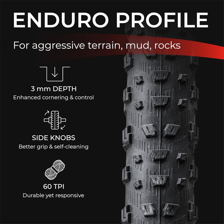 Fincci Fahrradreifen 29 x 2.6 Zoll 66-622 ETRTO Reifen mit Nylonschutz, 60 TPI für Mountain, MTB, Do