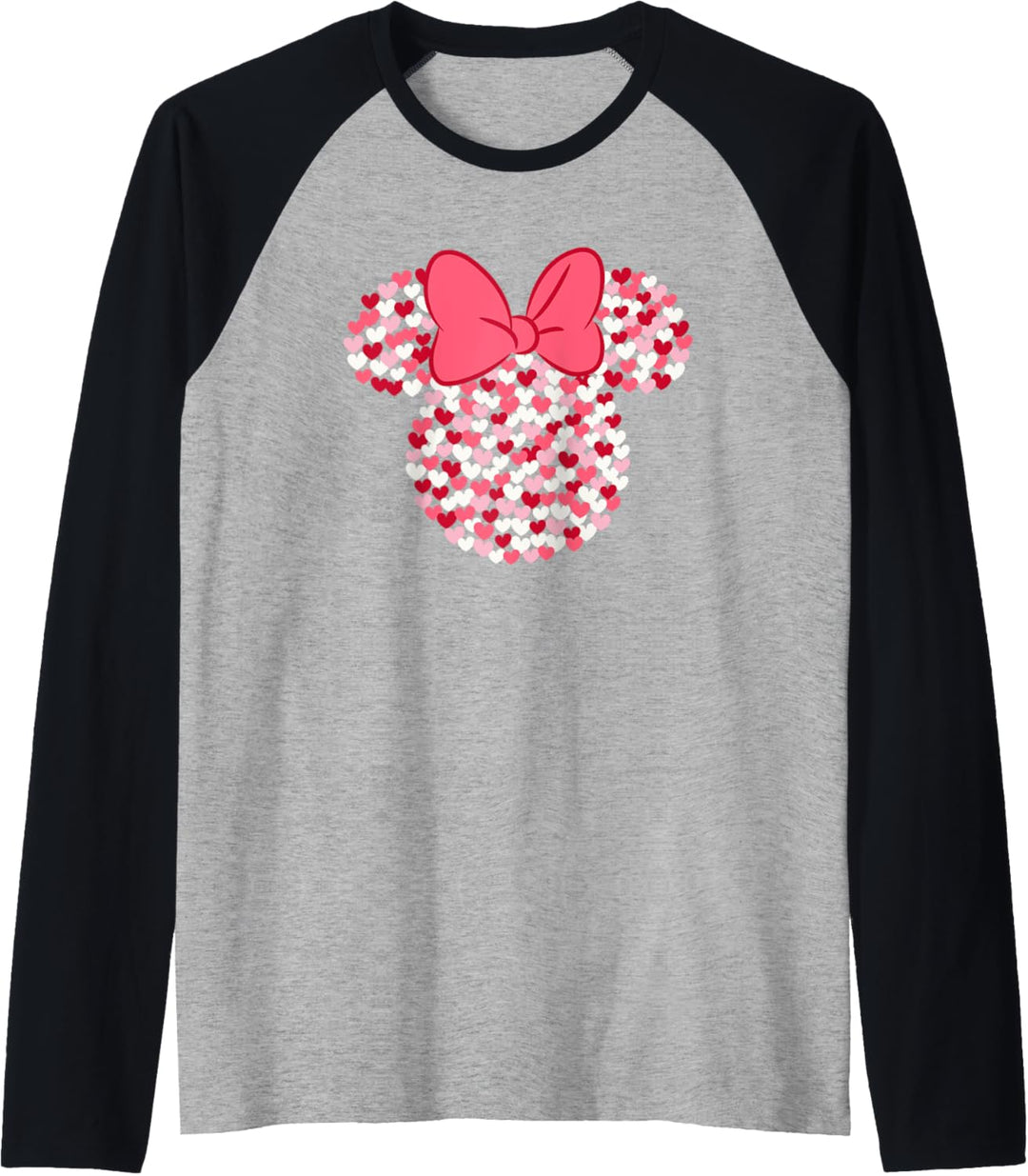 Disney Minnie Mouse Valentine's Day Heart Ears Silhouette Raglan