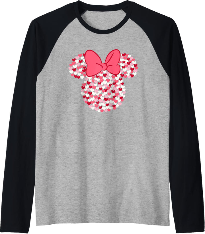 Disney Minnie Mouse Valentine's Day Heart Ears Silhouette Raglan