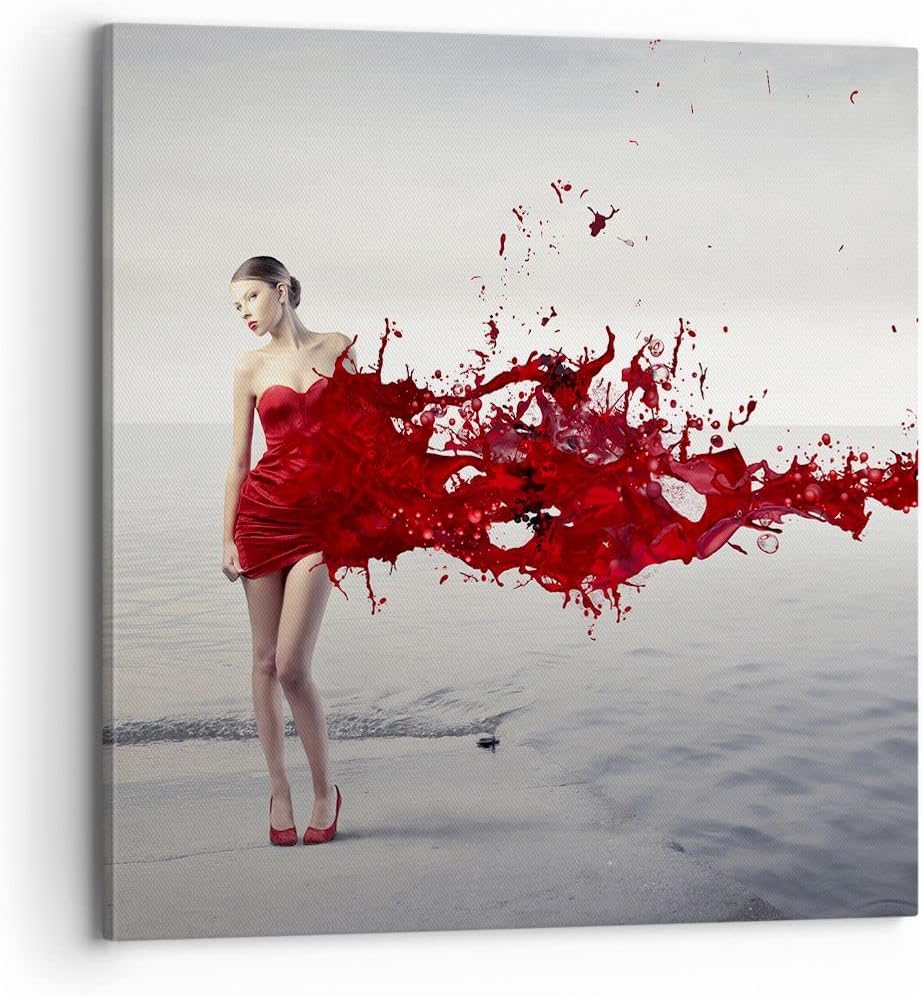 Bilder auf Leinwand 70x70cm Leinwandbild Weiblich modell posieren nackt Gross Wanddeko Bild Schlafzi