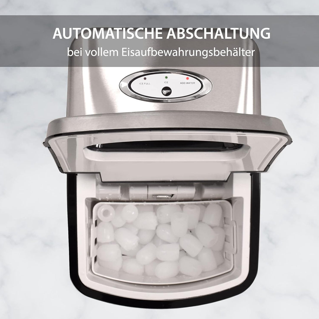 Gino Gelati GG-175W Digitaler Edelstahl Eiswürfelbereiter Eiswürfelmaschine Icemaker max. 15 Kg/24 h