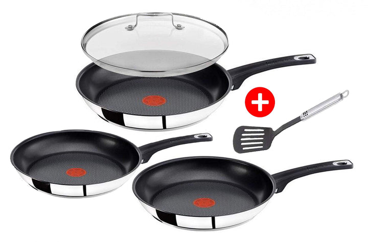 Tefal E43510 Jamie Oliver Pfannenset 5 tlg Induktion, inkl Deckel 28cm+Wender, Pfanne 20,26,28 cm, a