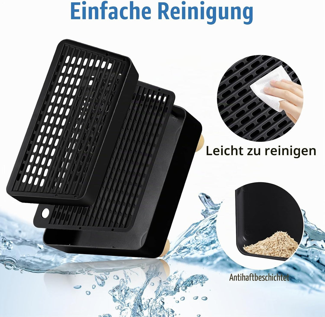 Verstellbare 2-stufige Katzentoilettenrampe, Katzen Treppen &amp; Stufen mit Holzfüsse Filterfunktion, l