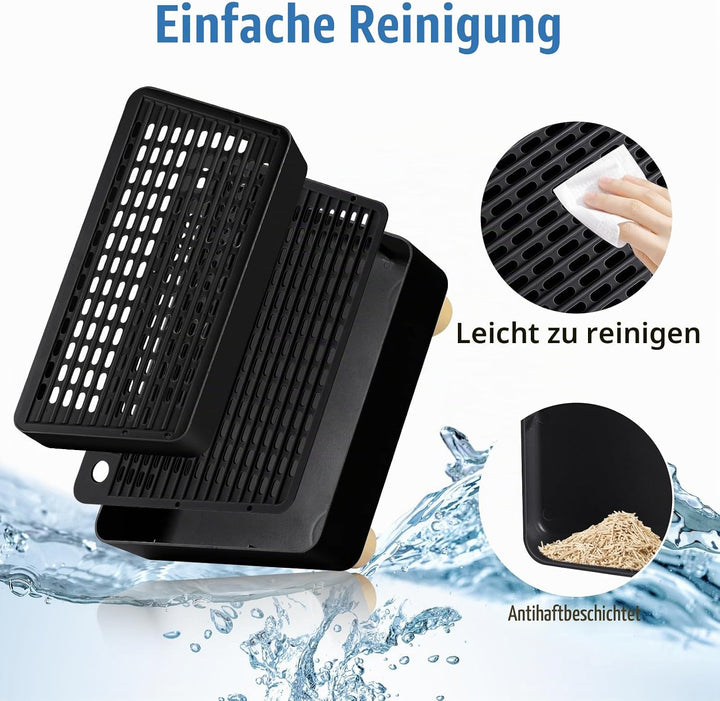 Verstellbare 2-stufige Katzentoilettenrampe, Katzen Treppen &amp; Stufen mit Holzfüsse Filterfunktion, l