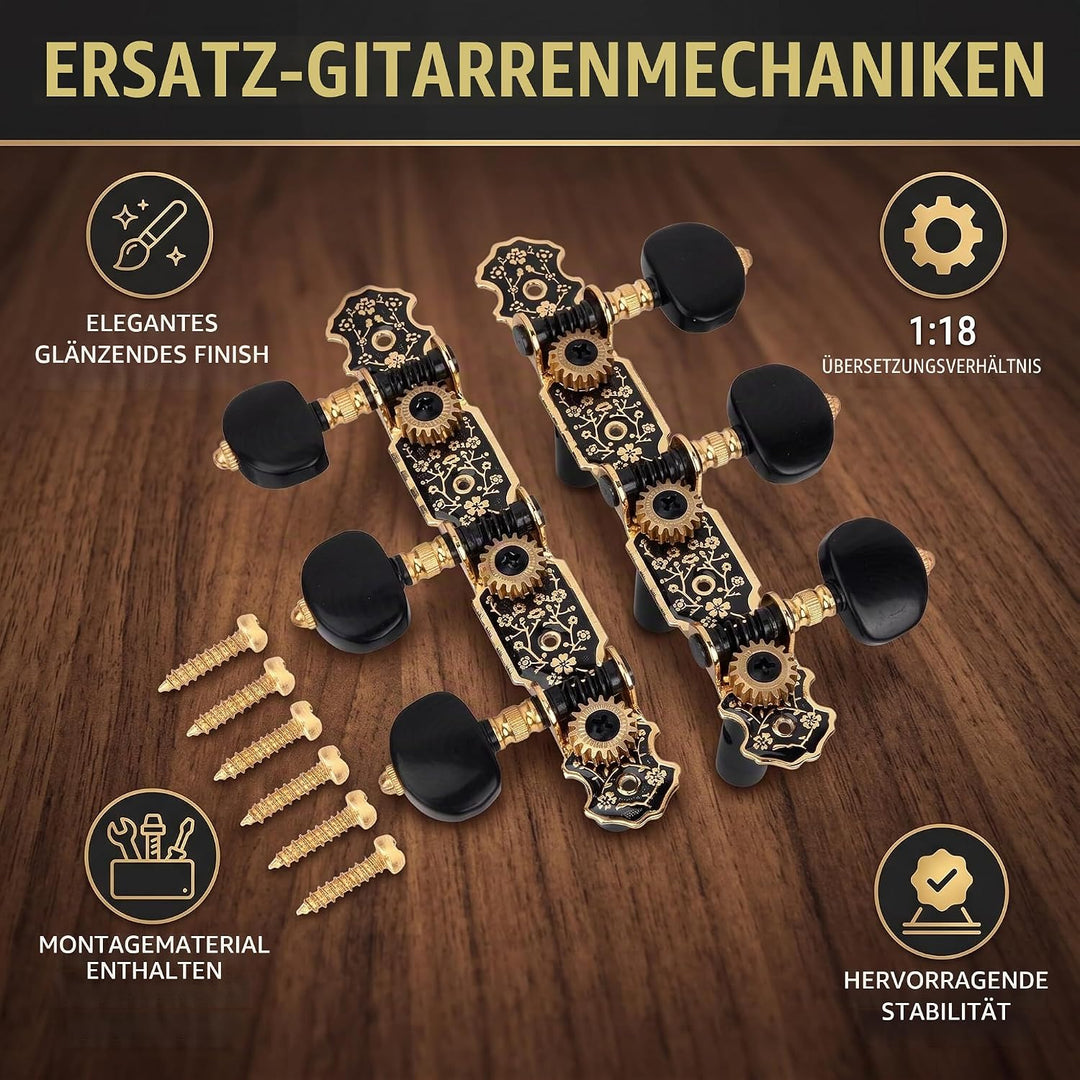 Mechaniken 3 Links 3 Rechts Stimmschlüssel für Klassische Gitarre Wirbel 1:18 Saitenstimmer Ersatzte