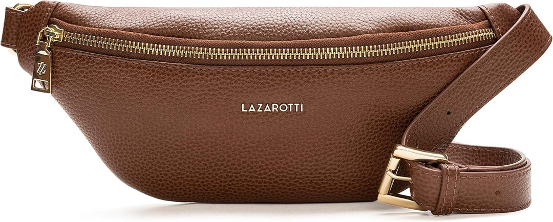 Lazarotti Bologna Leder Gürteltasche Damen | längenverstellbarer Tragegurt | grosse Bauchtasche 31 c