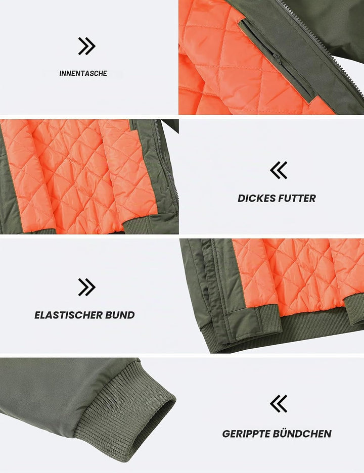 MoFiz Bomberjacke Herren Warm Gefüttert Winterjacke Übergangsjacke US Fliegerjacke Militär Bomber St