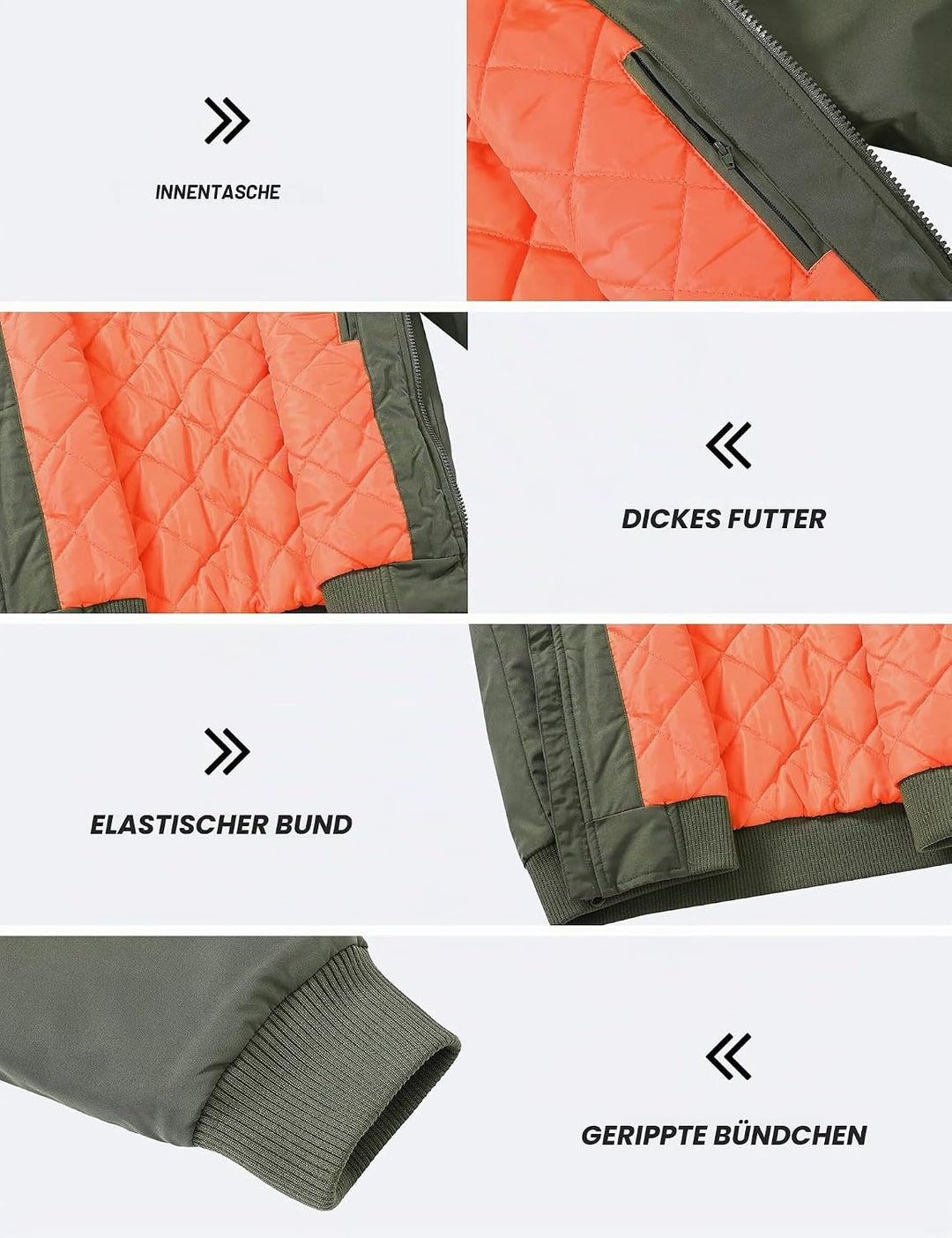 MoFiz Bomberjacke Herren Warm Gefüttert Winterjacke Übergangsjacke US Fliegerjacke Militär Bomber St