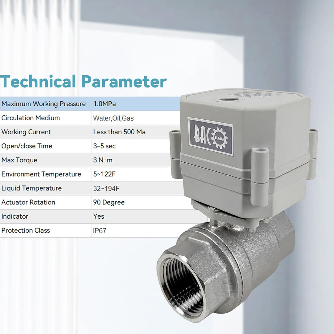 BACOENG AC110/230V 2 Wege 3/4" Edelstahl Motorkugelhahn Elektrische Zonenventil mit Stecker NC 3/4"