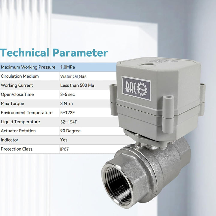 BACOENG AC110/230V 2 Wege 3/4" Edelstahl Motorkugelhahn Elektrische Zonenventil mit Stecker NC 3/4"