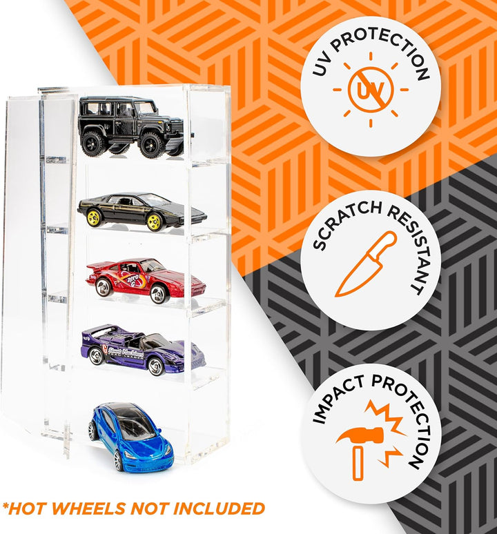 Friki Monkey Vitrine für Hot Wheels Loose mit 5 Höhen, Acrylvitrine für Hot Wheels, Vitrine für Auto
