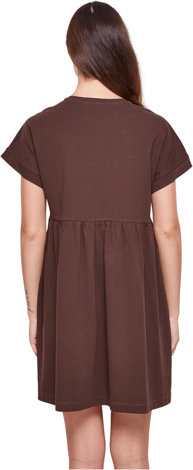 Urban Classics Damen Kleid Ladies Organic Empire Valance Tee Dress, Volantkleid für Frauen, Loose Fi