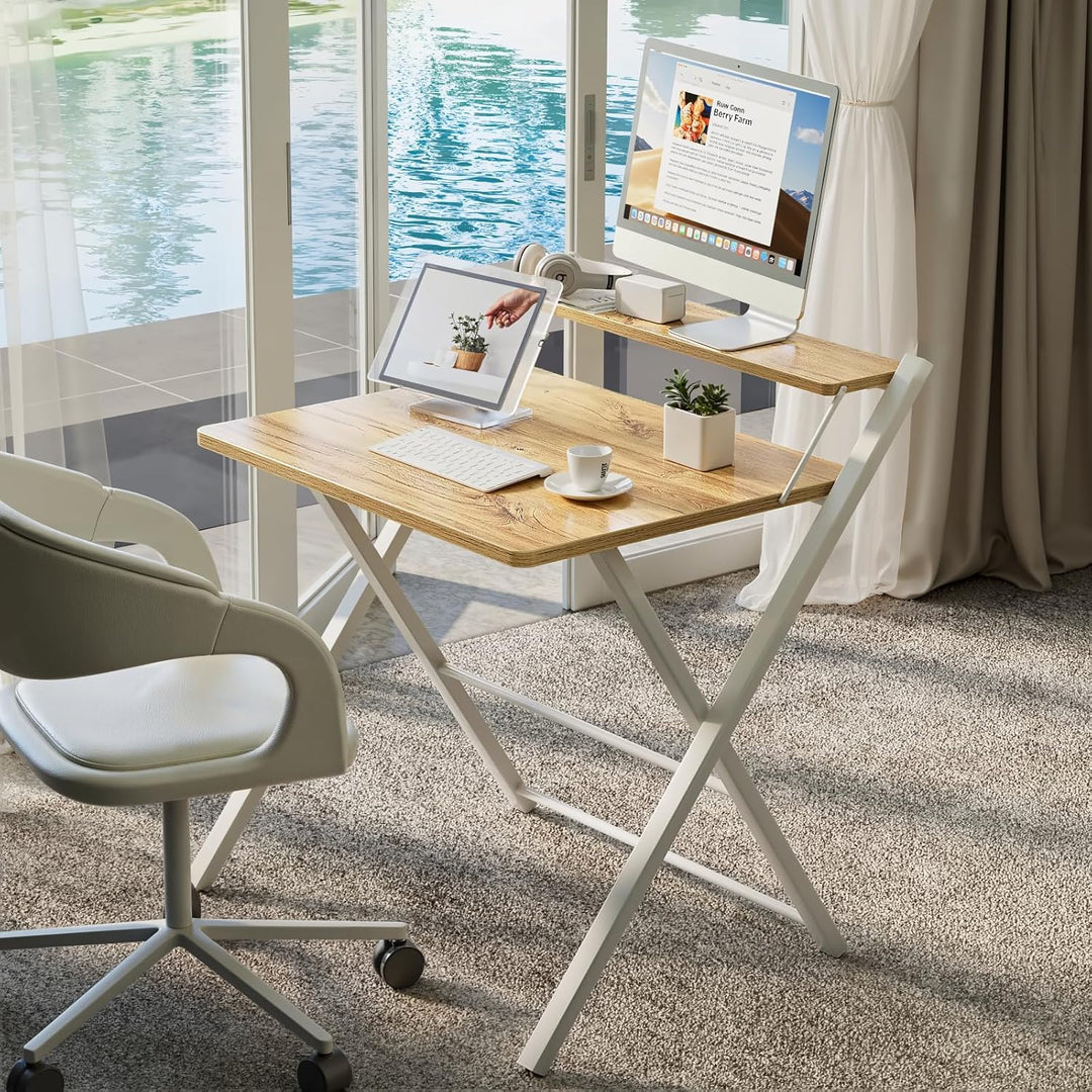 GreenForest Kleiner klappbarer Schreibtisch Keine Montage Erforderlich, Kleine Grösse Platzsparender