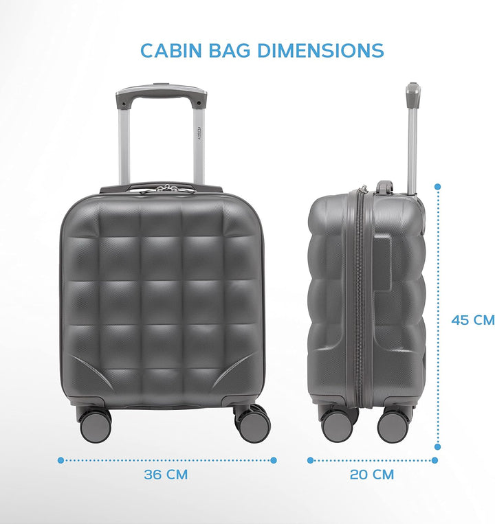 Flight Knight Bubble Suitcase - Ryanair easyJet Jet2 Approved - 8 Wheel Carry Cabin Hardcase 45x36x2
