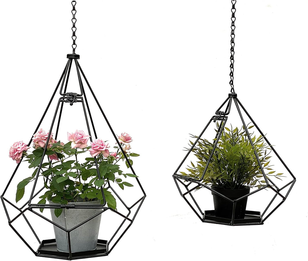 DanDiBo Blumenampel Innen Metall Wand Hängepflanzen 64 cm & 82 cm 96075 2er Set mit Tür 6 Ecken Pfla