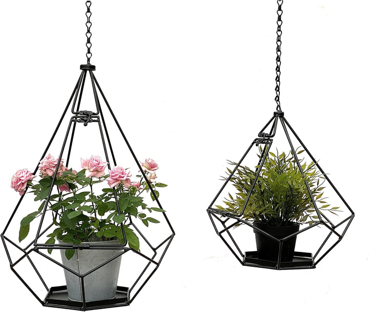 DanDiBo Blumenampel Innen Metall Wand Hängepflanzen 64 cm & 82 cm 96075 2er Set mit Tür 6 Ecken Pfla
