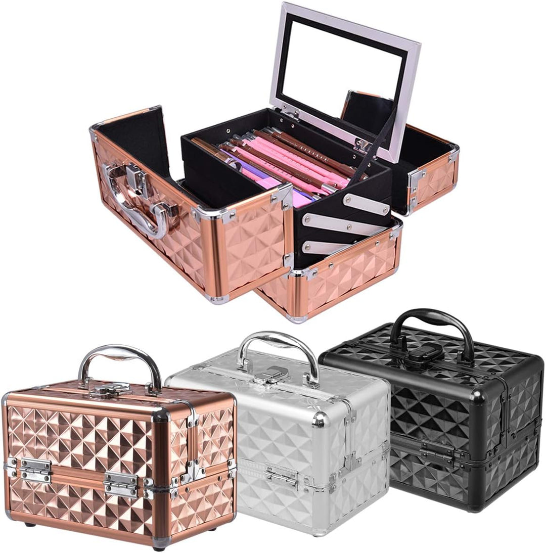 COSTWAY Beauty Case Schminkkoffer Kosmetikkoffer, Schmuckkoffer 23 x 15 x 18cm, Friseurkoffer mit Sp