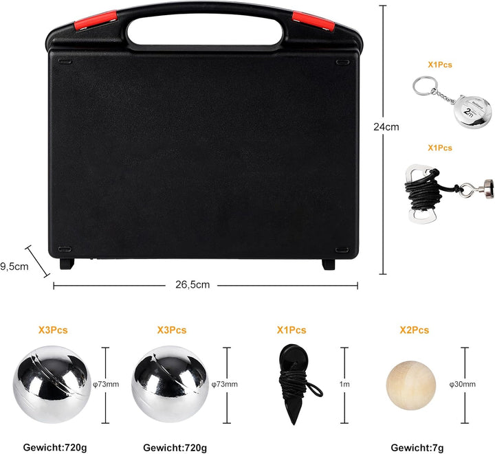 Personalisierte Boule Kugeln mit Gravur, 6er Petanque/Boccia Set mit Wunschtext & Logo, Individuelle