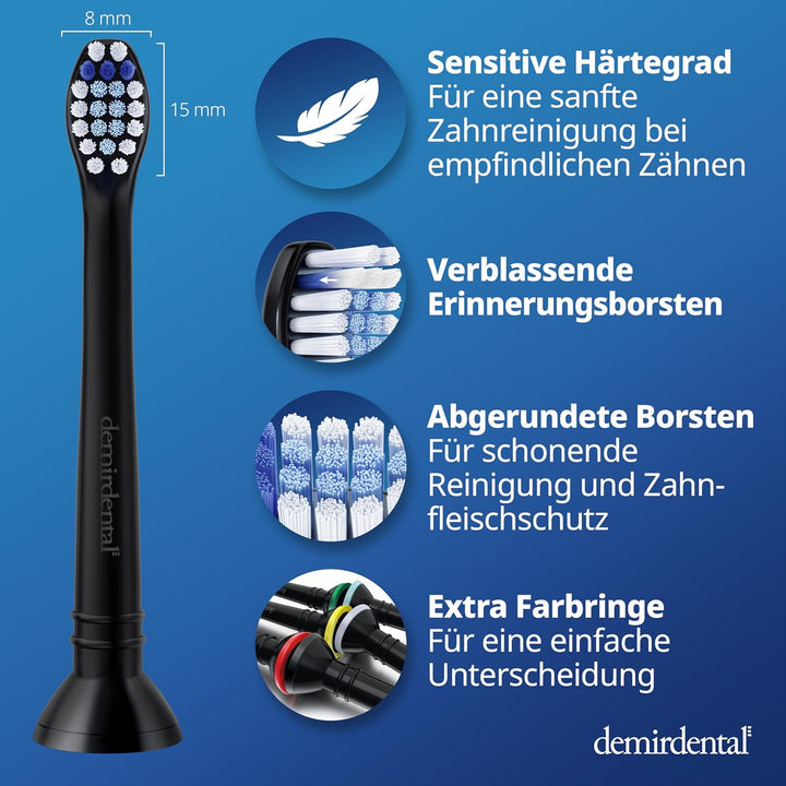 8er demirdental Ersatzbürsten passend für Philips Sonicare, Mini Sensitive Aufsätze & Aufsteckbürste