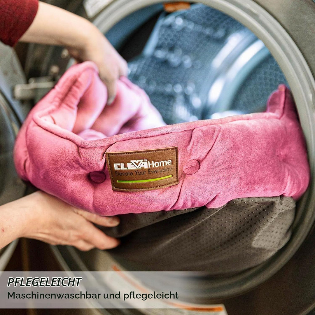 ClevaHome Rundes Katzenbett &amp; Hundebett für Kleine Haustiere bis 7kg – Waschbares Weiches Haustierbe