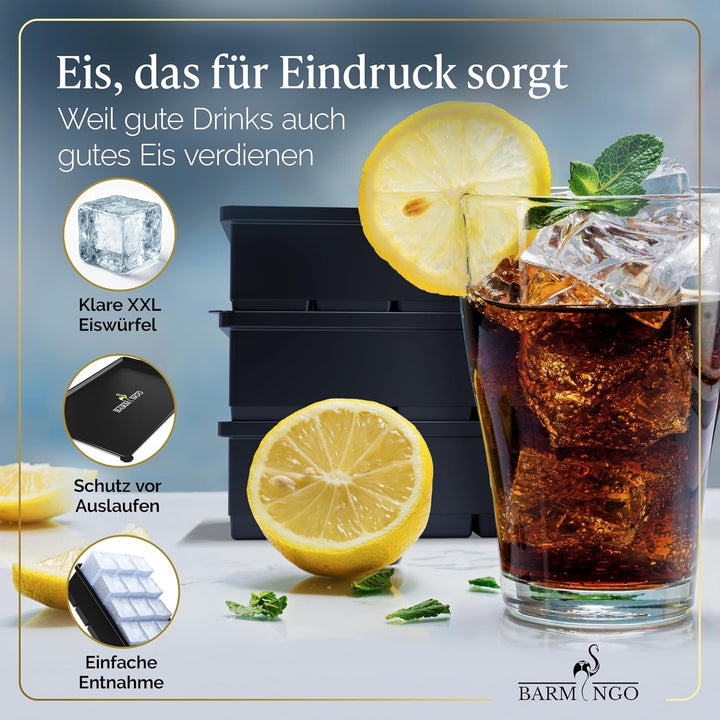 Silikon Eiswürfelform mit Deckel (3er Set) – BPA-freie Eiswürfelform gross/XXL | Grosse Eiswürfel Fo