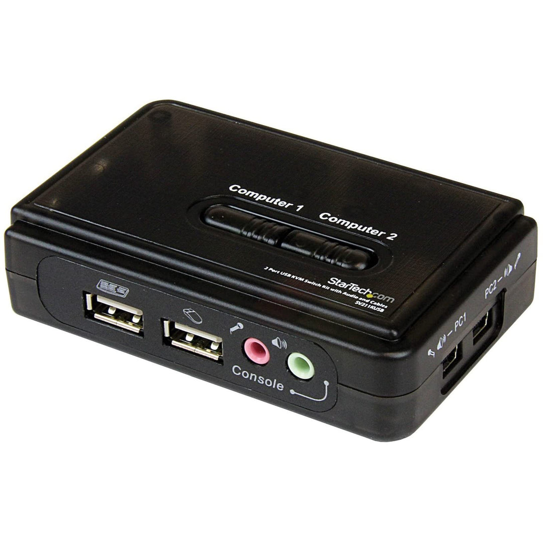 StarTech.com 2 Port USB KVM Switch Kit mit Audio und Kabeln - 2-fach USB VGA Desktop Umschalter inkl