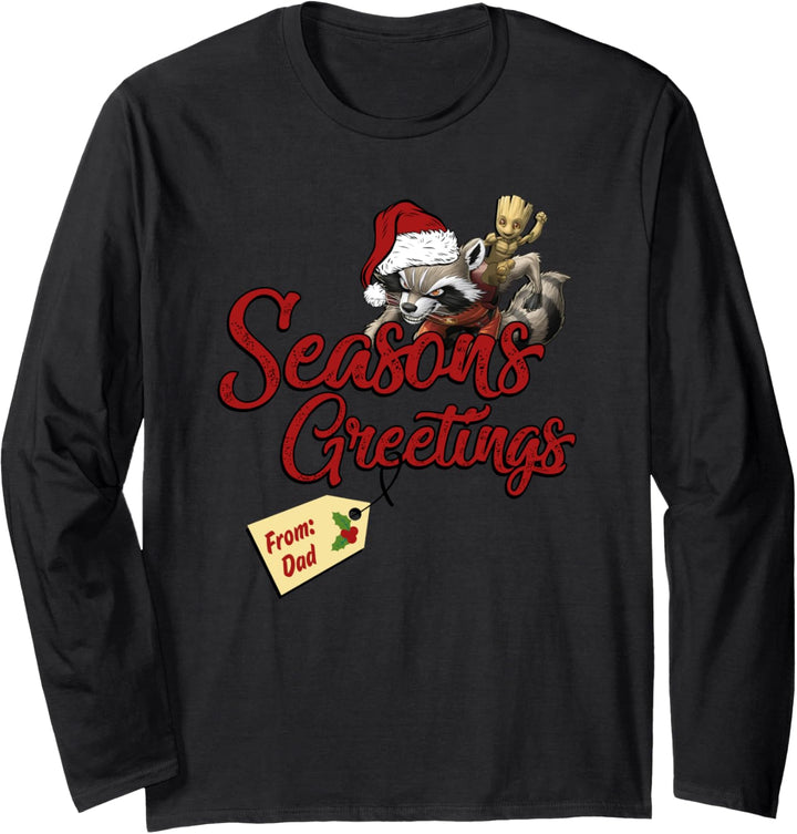 Marvel Groot Rocket Greetings From Dad Weihnachten Langarmshirt