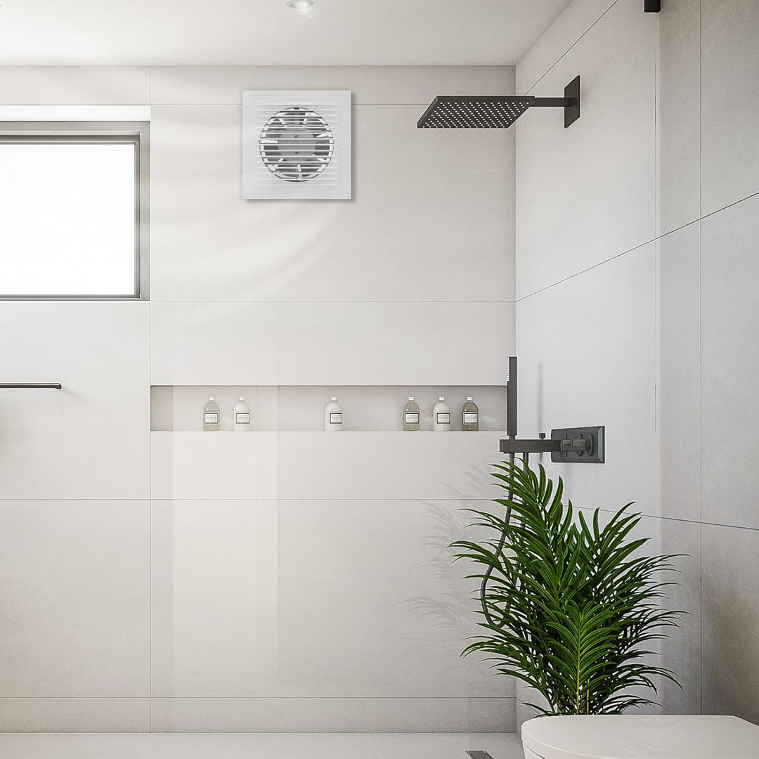 Badlüfter 100 mm – Leiser Abluftventilator für Bad, WC und Küche, mit Kupfermotor, 130 m³/h, gegen F