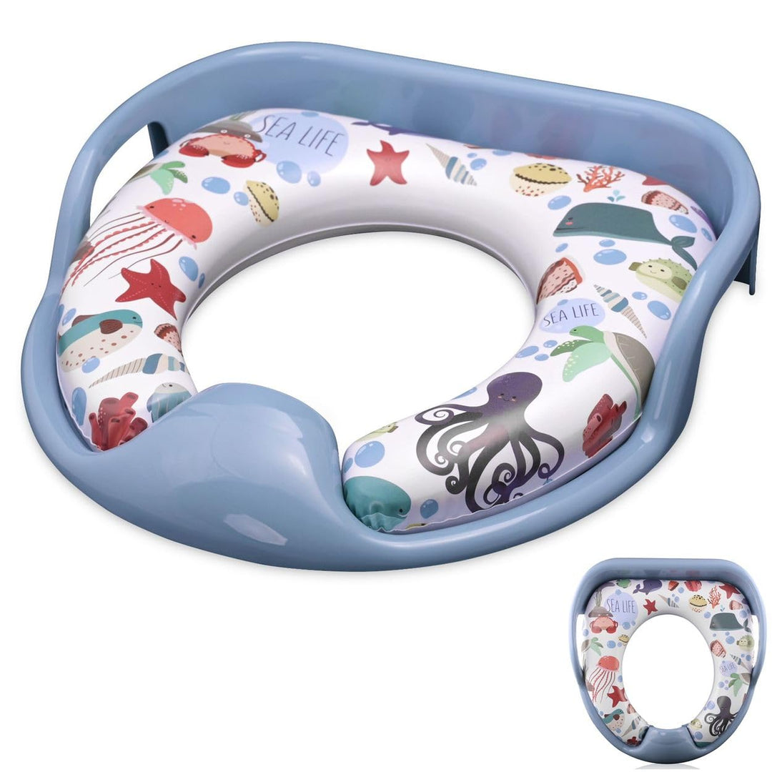 Lorelli Toilettensitz weich, Handgriffe, gepolstertes Sitzkissen, Spritzschutz blau, Blau