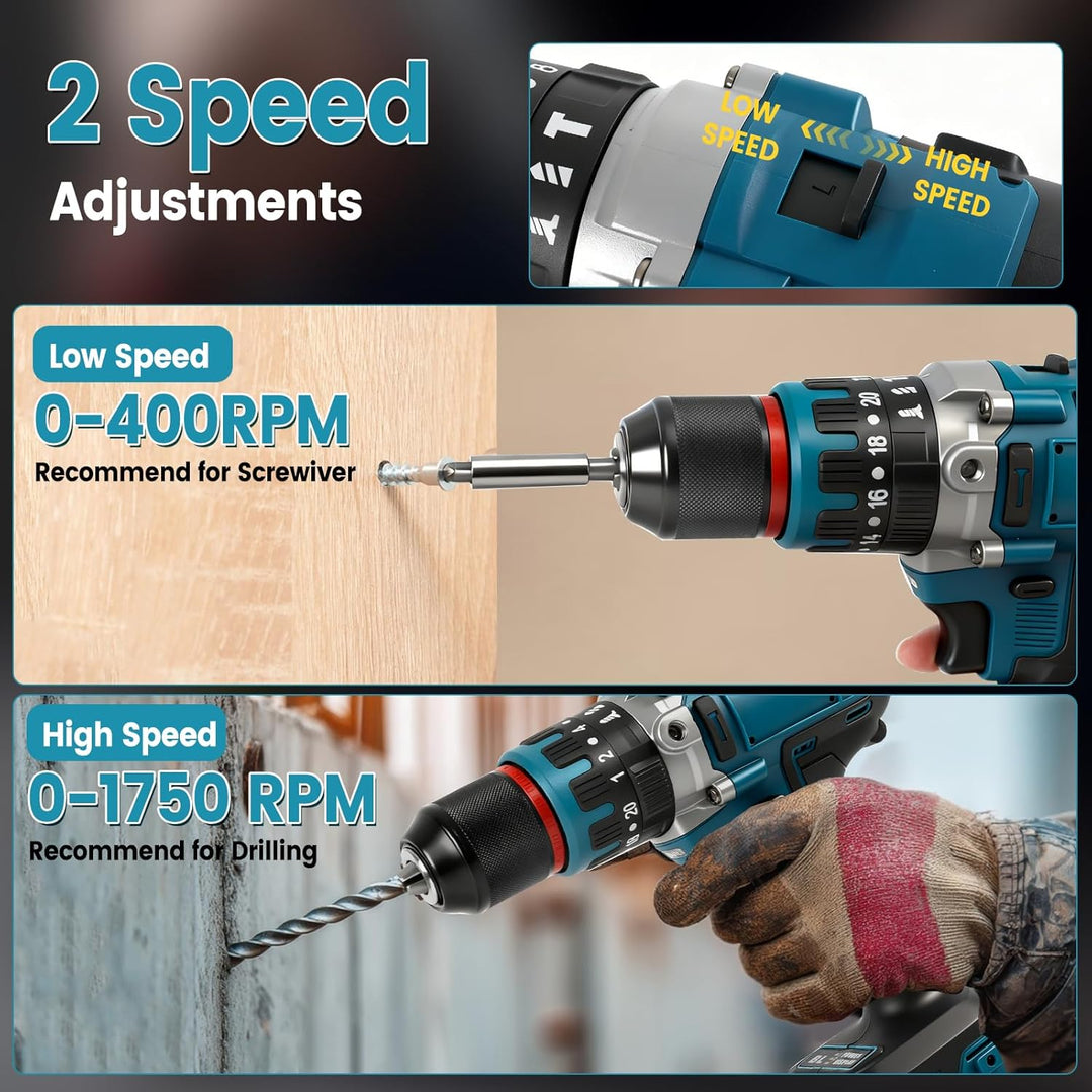 80 Nm bürstenloser Akku-Schlagbohrer, kompatibel mit Makita 18-V-Akku, 1/2-Zoll-Hammerbohrer, 2100 U