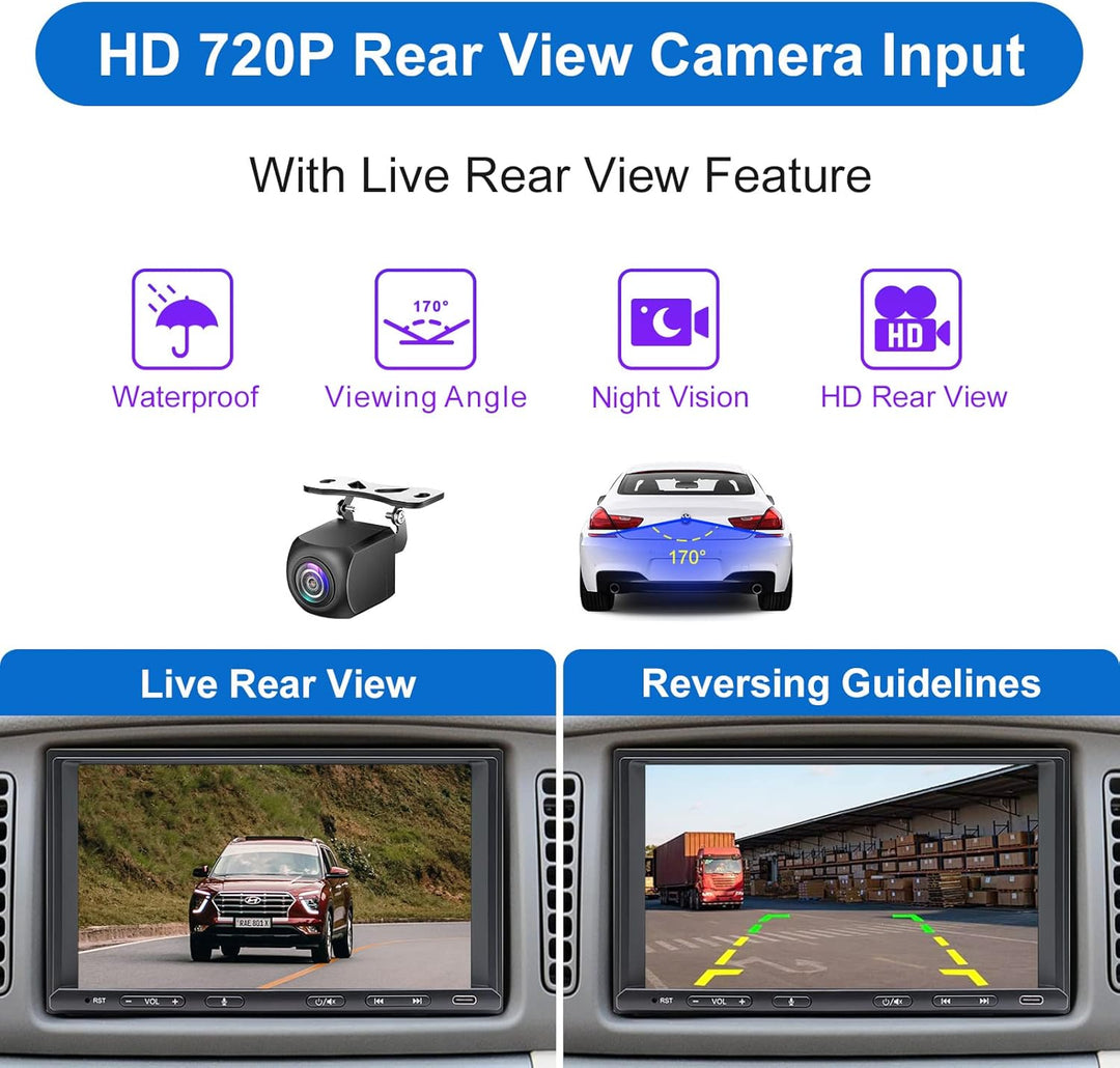 Doppel Din Radio Android mit Wireless CarPlay & Wireless Android Auto, Autoradio mit Navi 7 Zoll Bil