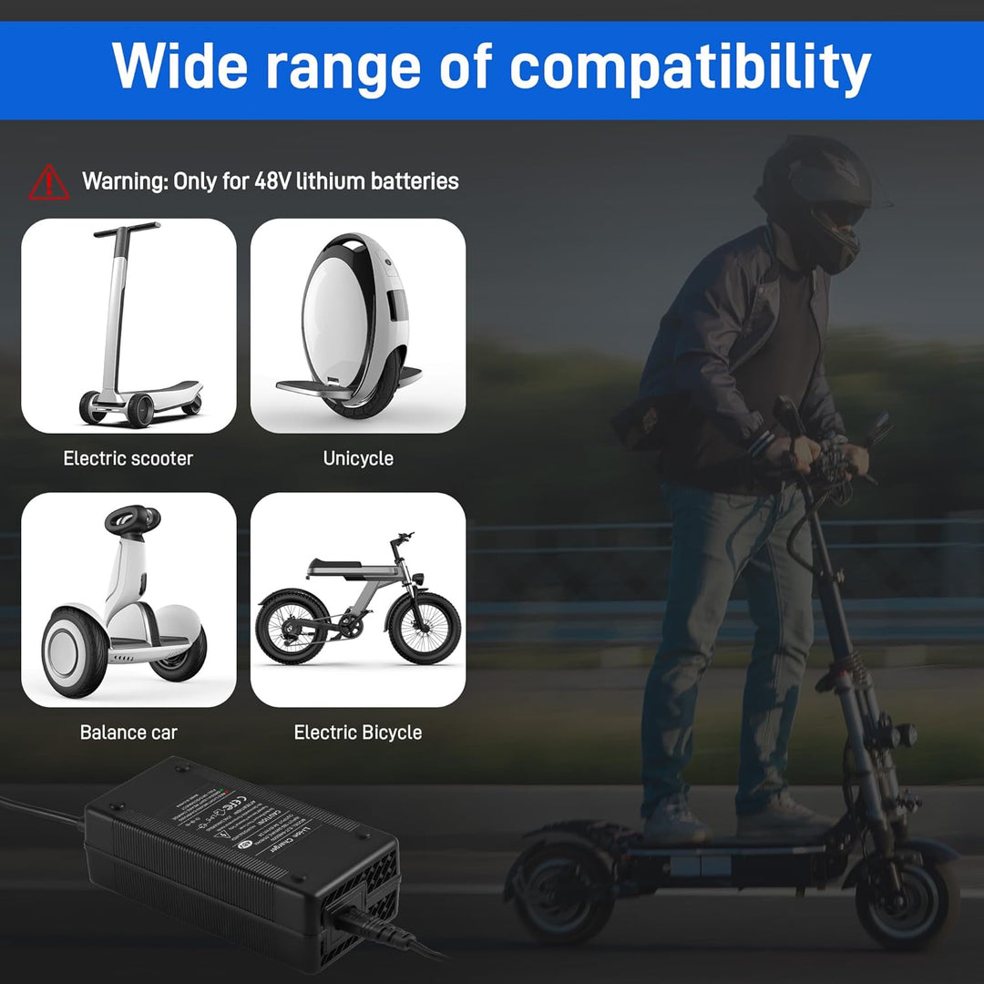 JIZZU Ladegeräte Für Scooter, 54.6V 2A E Scooter Ladegerät, AC Netzteil Fahrrad, Hoverboard Ladekabe