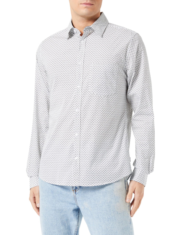 s.Oliver Herren Hemd Langarm mit Minimal AOP M 01a1, M 01a1