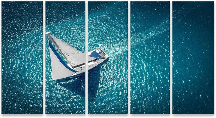 islandburner Bild auf Leinwand Regatta Segelschiff Yachten Mit Weissen Segeln Auf Offener See Luftau