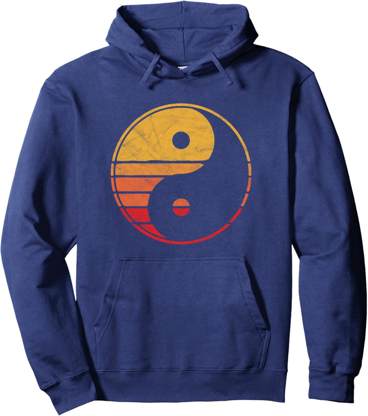 Vintage Yin Yang Eighties Minimalist Sun Pullover Hoodie