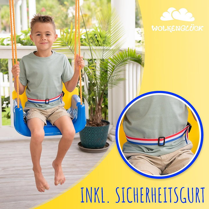 WOLKENGLÜCK® Babyschaukel 3 in 1 [6 Monaten bis 6+ Jahre] - Mitwachsende Kinderschaukel für Outdoor