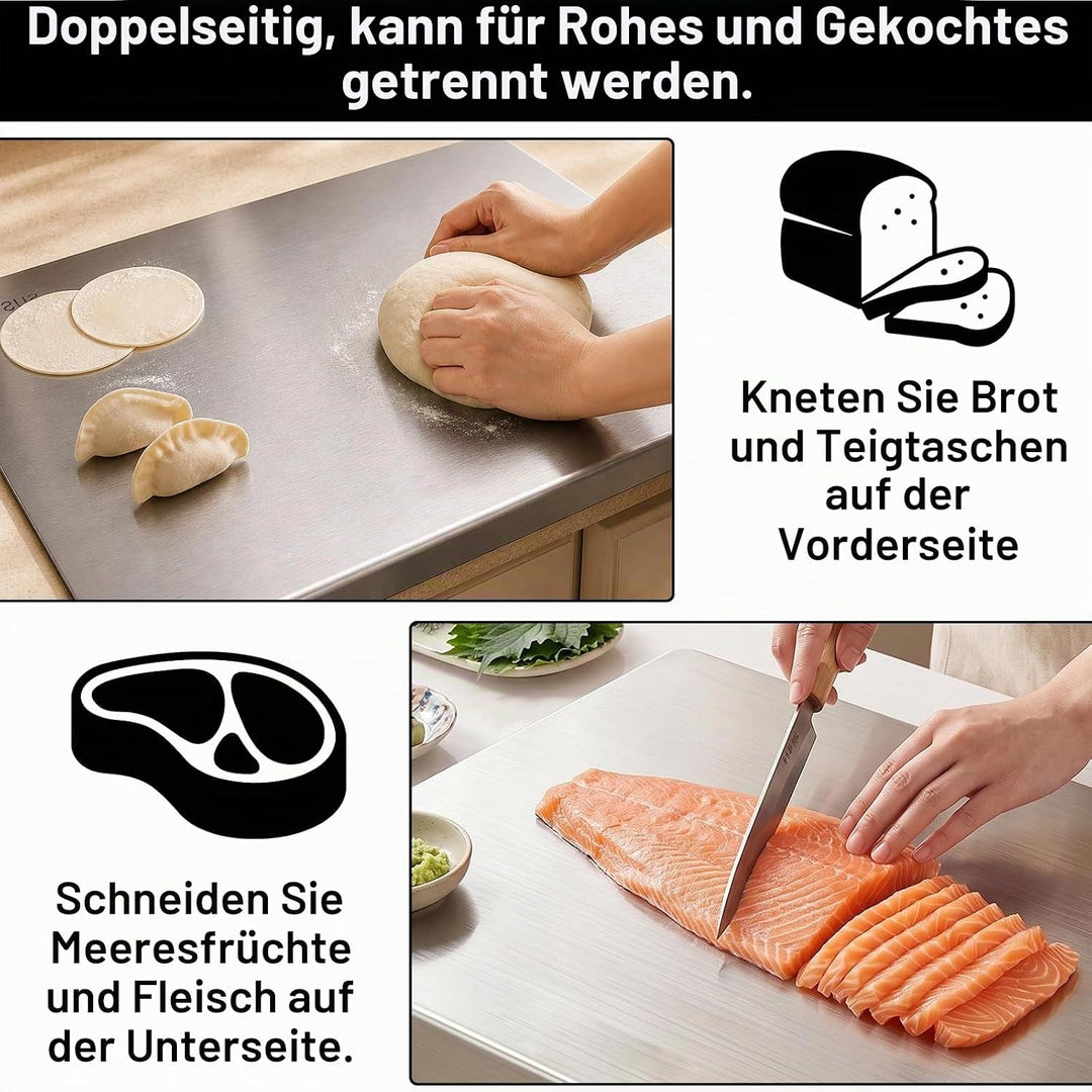 Edelstahl-Schneidebrett 40 x 30cm,Küche Schneidbrettchen,Schweres Schneidebrett zum Kochen, Backen B