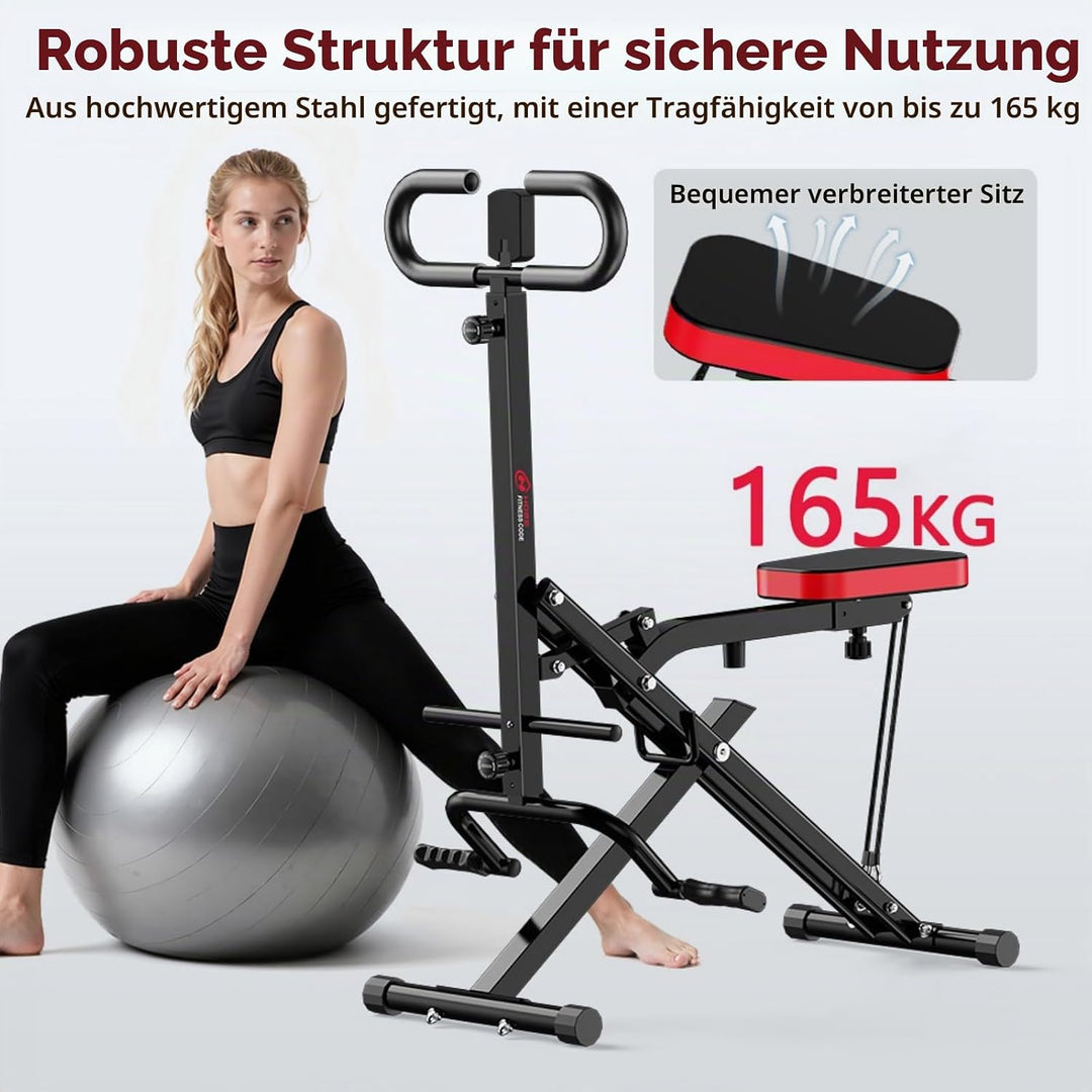 Squat Machine Faltbare Heimtrainer Fitnessgeräte, Assist Row-N-Ride Trainer, 165 kg belastbar, AB Bo