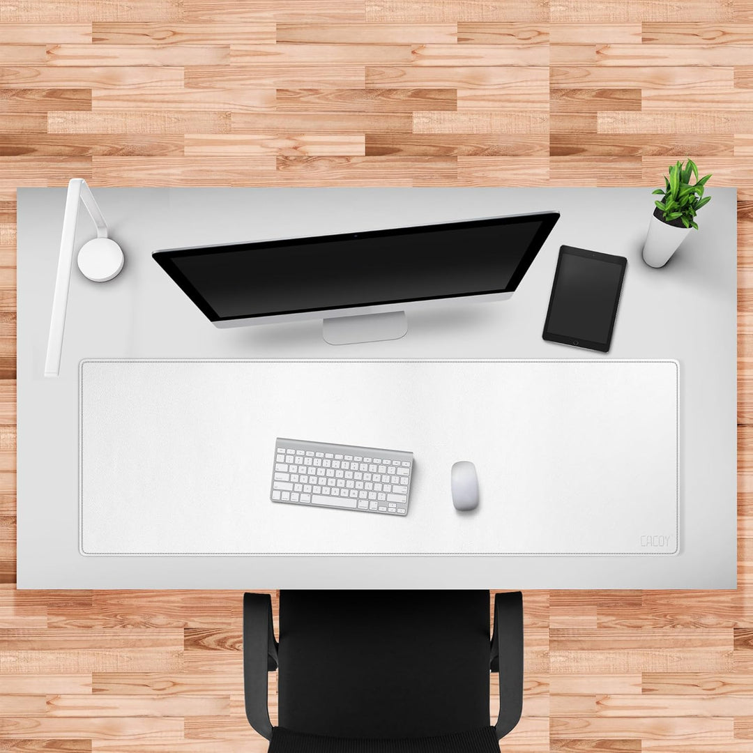 Cacoy Gross Mauspad PU Leder Schreibtischunterlage, 120x40cm Doppelseitige Wasserdichte Multifunktio