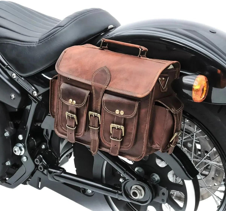 Satteltasche Motorradtasche Powersports Zubehör Rennrad 13 Zoll Leder Braun Scooter Gepäckträger Sat